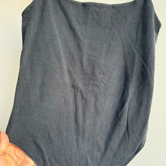 $5/$25 Abercrombie & Fitch soft AF Black Strappy Square Neck Bodysuit SZ Large - Picture 2 of 6